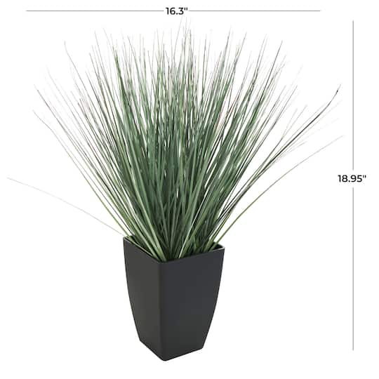19" Onion Grass Artificial Plant with Black Plastic Pot